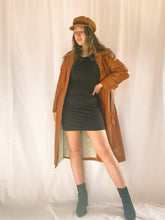 Load image into Gallery viewer, Vintage Long Brown Leather Coat