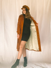 Load image into Gallery viewer, Vintage Long Brown Leather Coat