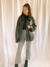 Load image into Gallery viewer, Vintage Black Leather Bomber Jacket