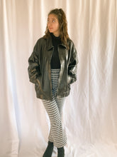 Load image into Gallery viewer, Vintage Black Leather Bomber Jacket