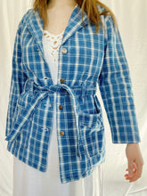 Load image into Gallery viewer, Vintage Plaid Denim Coat